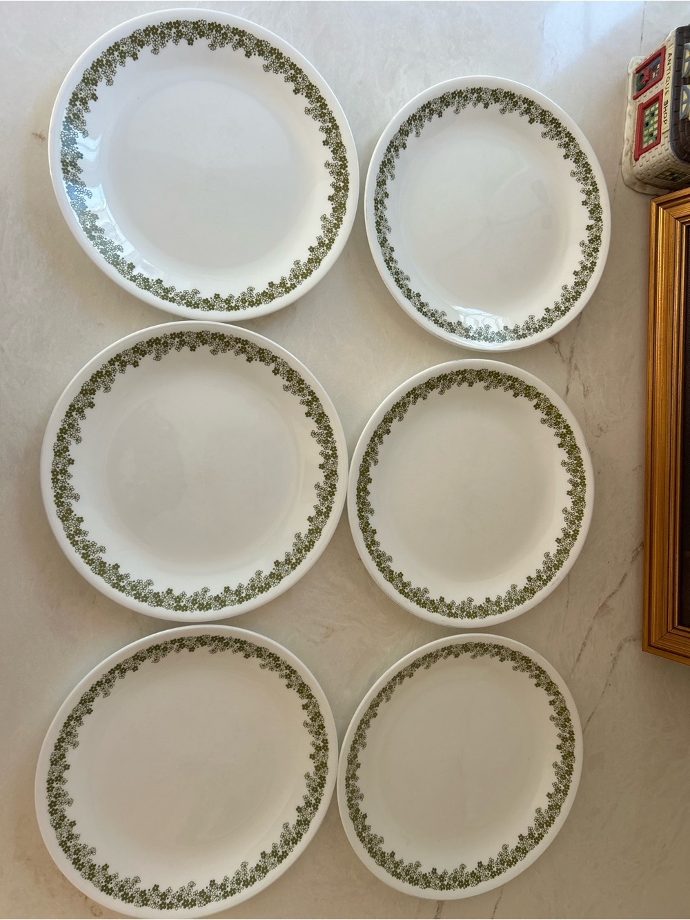 Vintage Corelle Spring Blossom Green Crazy Daisy 8.5” Plates Set of 6